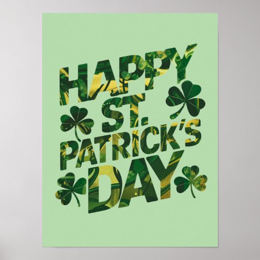 Typografisch Happy St. Patrick's Day Green Poster (Voorkant)