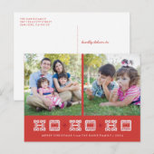 Typografisch Ho Ho Holiday Briefkaart - Berry (Voorkant / Achterkant)