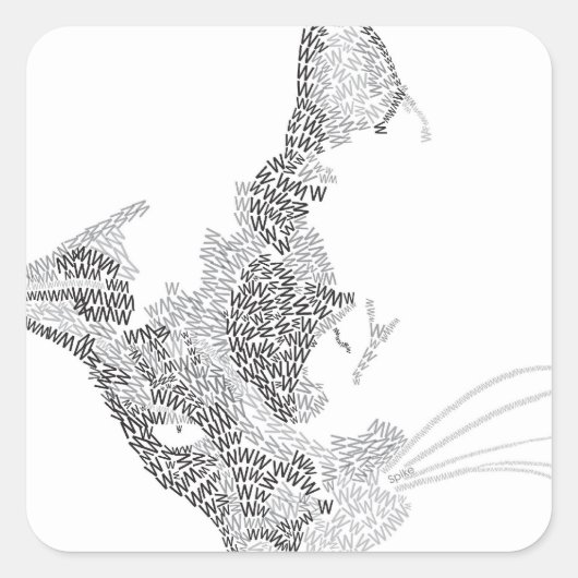 Typografisch Kat Vierkante Sticker (Voorkant)