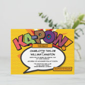 TYPOGRAFISCH MODERN COMIC BOOK POP ART TROUWFEEST KAART (Staand voorkant)