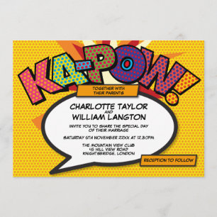 Typografisch Modern Comic Book Pop Art Wedding Kaart