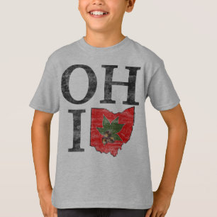 Typografisch Ohio  Rood Buckeye Nut Kinder T-shirt
