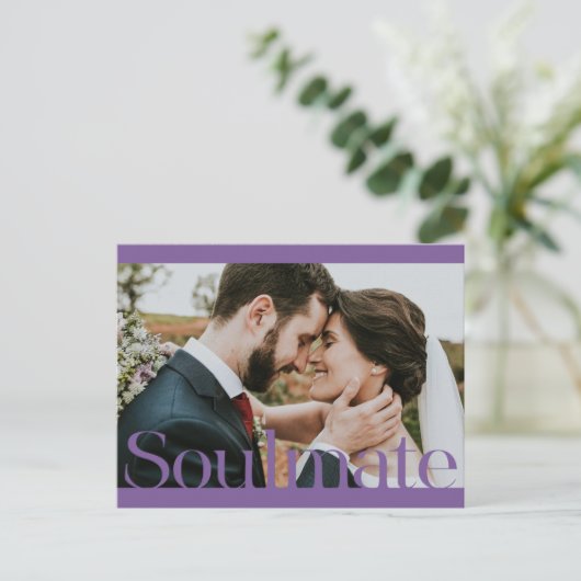 Typografisch ontwerp van het Soulmate Lijst Briefkaart (Staand voorkant)