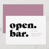 Typografisch Open Bar Sparen de Kaart van de Datum (Voorkant / Achterkant)