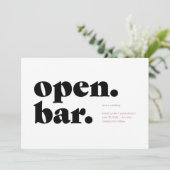 Typografisch Open Bar Sparen de Kaart van de Datum (Staand voorkant)