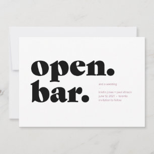 Typografisch Open Bar Sparen de Kaart van de Datum