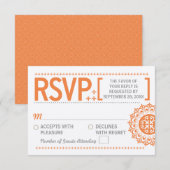 Typografisch Oranje huwelijksbericht RSVP Kaartje (Voorkant / Achterkant)