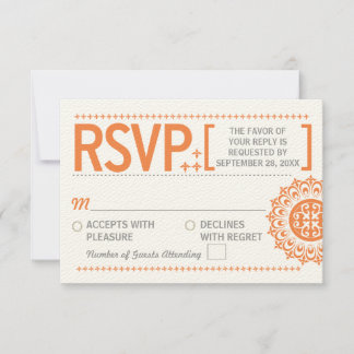 Typografisch Oranje huwelijksbericht RSVP Kaartje
