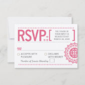 Typografisch ornamental Pink Wedding Reply RSVP Kaartje (Voorkant)