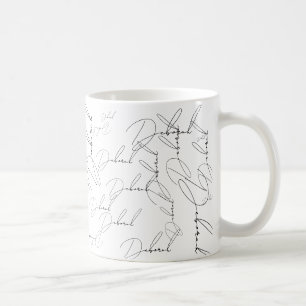 Typografisch patroon van thin fonts herhalen koffiemok