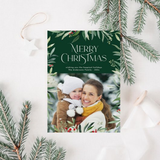 Typografisch script Groene vrolijke kerstkaart