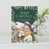 Typografisch script Groene vrolijke kerstkaart (Staand voorkant)