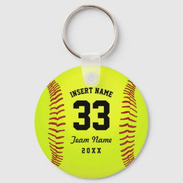 Typografisch softbalteam sleutelhanger