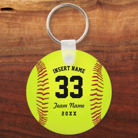 Typografisch softbalteam sleutelhanger (Achterkant)