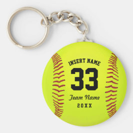 Typografisch softbalteam sleutelhanger