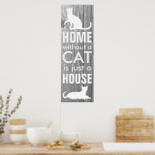 Typografisch Thuis- en kattengrijs Hout-effect Poster (Keuken)