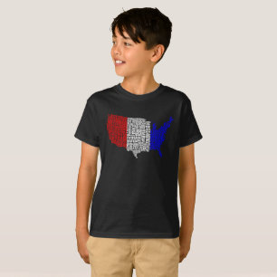 Typografisch Verenigde Staten in Rood, Wit en Blau T-shirt