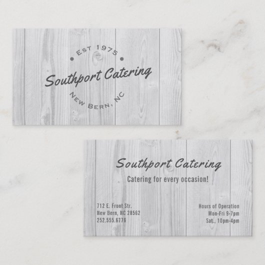 Typografisch wit hout visitekaartje (Voorkant / Achterkant)