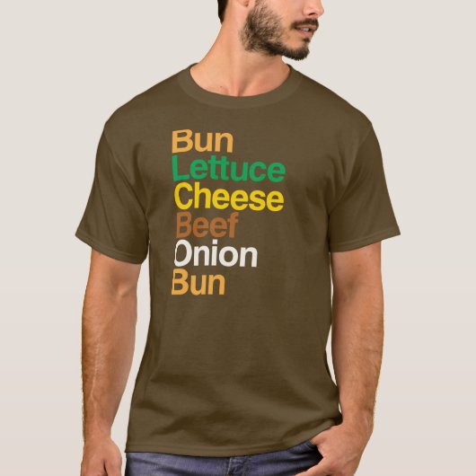 Typografische anatomie van cheeseburger T-Shirt (Voorkant)