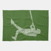 Typografische Baseball Softball Player Tea Towel Theedoek (Horizontaal)
