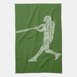 Typografische Baseball Softball Player Tea Towel Theedoek