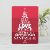 Typografische boom White op Berry Red Modern Feestdagenkaart (Staand voorkant)