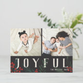 Typografische botanica 2 Foto Collage Joyful Feestdagenkaart (Staand voorkant)
