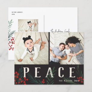 Typografische Botanica 2 Fotovrede Feestdagenkaart