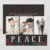 Typografische botanica 3 Fotocollage Vrede Feestdagenkaart (Voorkant / Achterkant)