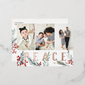 Typografische botanica 3 Fotocollage Vrede Folie Feestdagen Briefkaart (Voorkant / Achterkant)