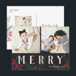 Typografische Botanicals 2 Fotozeuren Feestdagenkaart<br><div class="desc">Briefkaart. Deze nieuwe vakantiekaart kan op alle mogelijke manieren worden aangepast. Het collectie is voorzien van onze oorspronkelijke handbeschilderde winterbessen en foliekunstwerken. Vette moderne groeten die tussen het kunstwerk onderling verweven zijn maken een grillige typografische verklaring die uitkomt. Dit collectie omvat veelvoudige foto en collage opties om uw fotovoorkeur te...</div>