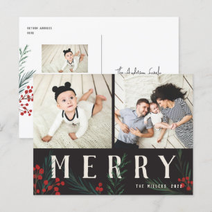 Typografische Botanicals 2 Fotozeuren Feestdagenkaart