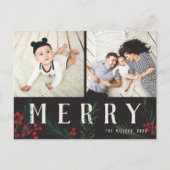 Typografische Botanicals 2 Fotozeuren Feestdagenkaart (Voorkant)