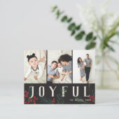 Typografische Botanicals 3 Foto Joyful Feestdagenkaart (Staand voorkant)