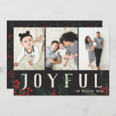 Typografische Botanicals 3 Fotocollage Vrolijk Feestdagenkaart (Voorkant / Achterkant)