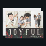 Typografische Botanicals 3 Fotocollage Vrolijk Feestdagenkaart<br><div class="desc">Volledig aanpasbaar op elke mogelijke manier, bevat deze nieuwe kerstkaartcollectie onze originele handgeschilderde winterbessen en -blad kunstwerken. Krachtige moderne groetenspreuken tussen de kunstwerken maken een speelse typografische uitspraak die eruit springt. Deze collectie bevat meerdere foto- en collage-opties om aan uw fotovoorkeuren te voldoen. De achterkant van de kaart heeft een...</div>