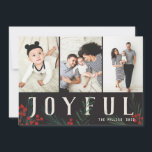 Typografische Botanicals 3 Fotocollage Vrolijk Feestdagenkaart<br><div class="desc">Volledig aanpasbaar op elke mogelijke manier, bevat deze nieuwe kerstkaartcollectie onze originele handgeschilderde winterbessen en -blad kunstwerken. Krachtige moderne groetenspreuken tussen de kunstwerken maken een speelse typografische uitspraak die eruit springt. Deze collectie bevat meerdere foto- en collage-opties om aan uw fotovoorkeuren te voldoen. De achterkant van de kaart heeft een...</div>