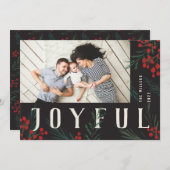 Typografische Botanicals Foto Vrolijkheid Feestdagenkaart (Voorkant / Achterkant)