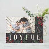 Typografische Botanicals Foto Vrolijkheid Feestdagenkaart (Staand voorkant)