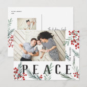 Typografische botanische foto Vrede Feestdagenkaart (Voorkant / Achterkant)