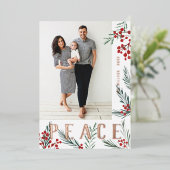 Typografische botanische foto Vrede Folie Feestdagenkaart (Staand Voorkant)