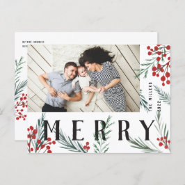 Typografische Botanische stoffen Fotografie Feestdagenkaart