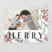 Typografische Botanische stoffen Fotografie Feestdagenkaart (Voorkant)