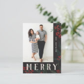 Typografische Botanische stoffen Fotografie Feestdagenkaart (Staand voorkant)