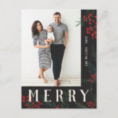 Typografische Botanische stoffen Fotografie Feestdagenkaart (Voorkant)