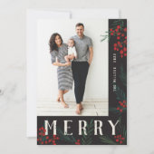 Typografische Botanische stoffen Fotografie Feestdagenkaart (Voorkant)