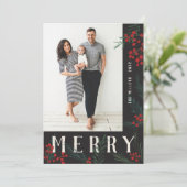 Typografische Botanische stoffen Fotografie Feestdagenkaart (Staand voorkant)