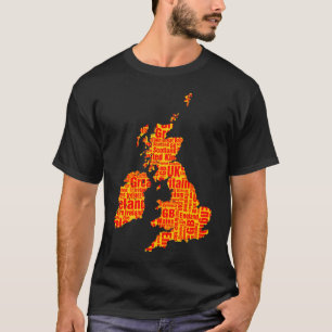 Typografische Britse eilanden - Amber en Red T-shirt