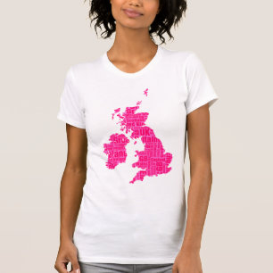 Typografische Britse eilanden - Roze schaduwen T-shirt
