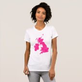Typografische Britse eilanden - Roze schaduwen T-shirt (Voorkant volledig)
